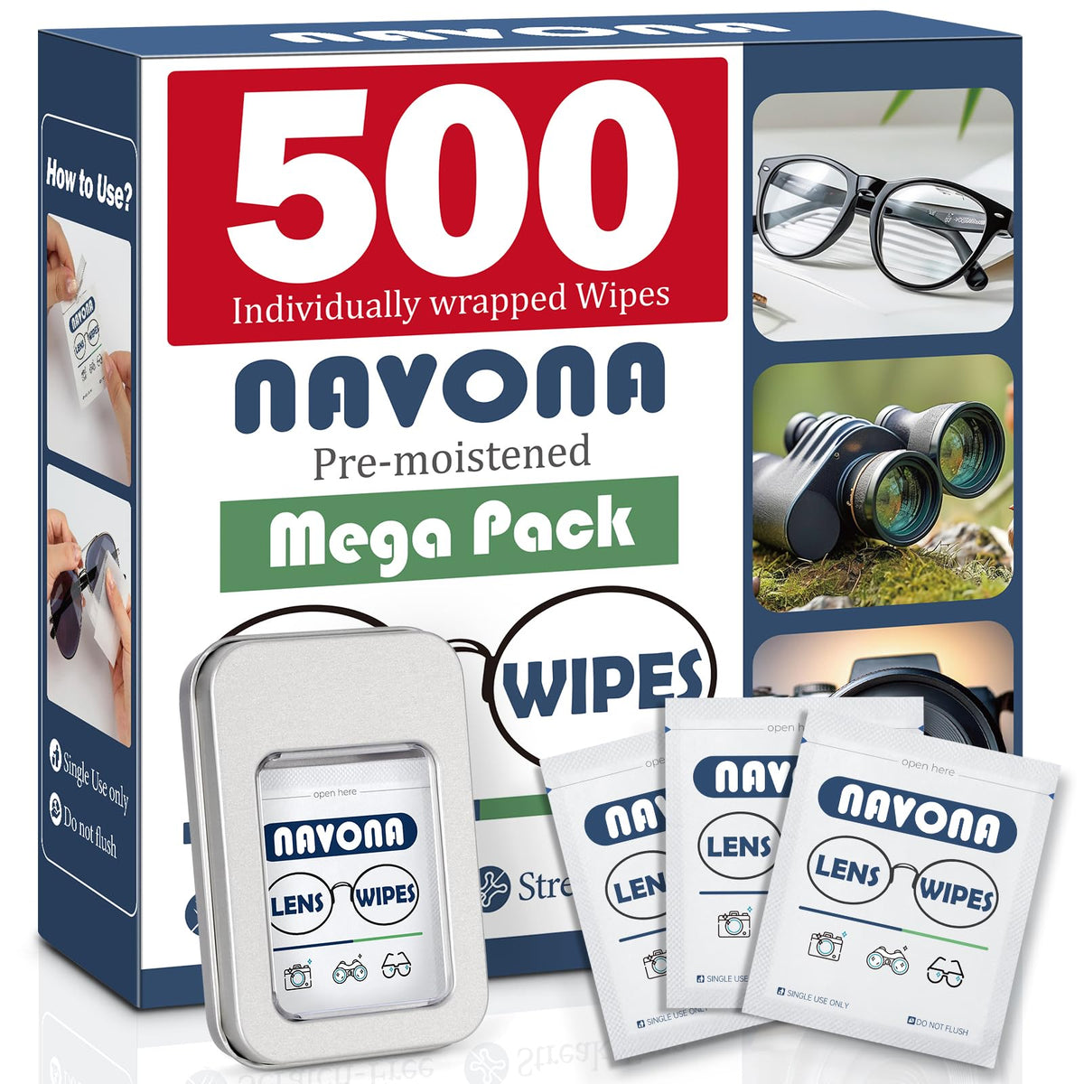 Navona lingettes lunettes pre-humidifiees emballage-individuel: nettoyage rapide et sans traces.