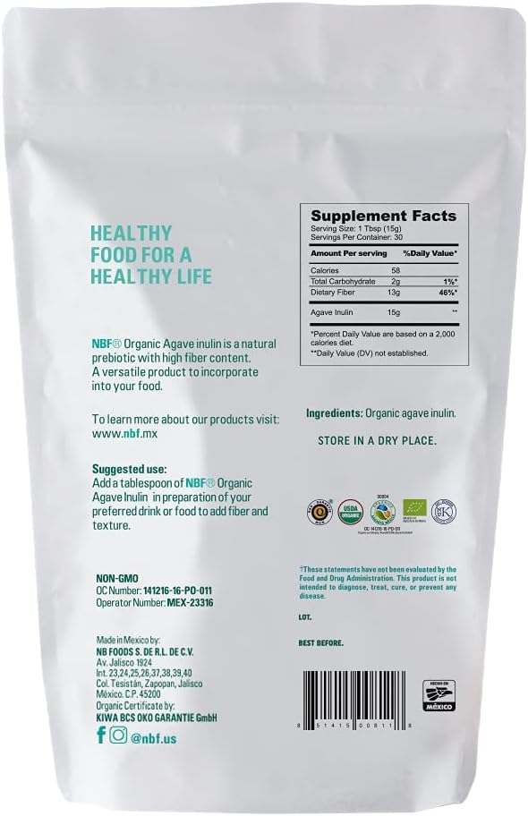 NBF Natura Bio Foods Agave Inulin, ajout dans smoothie pour faciliter le quotidien sans goût ajouté