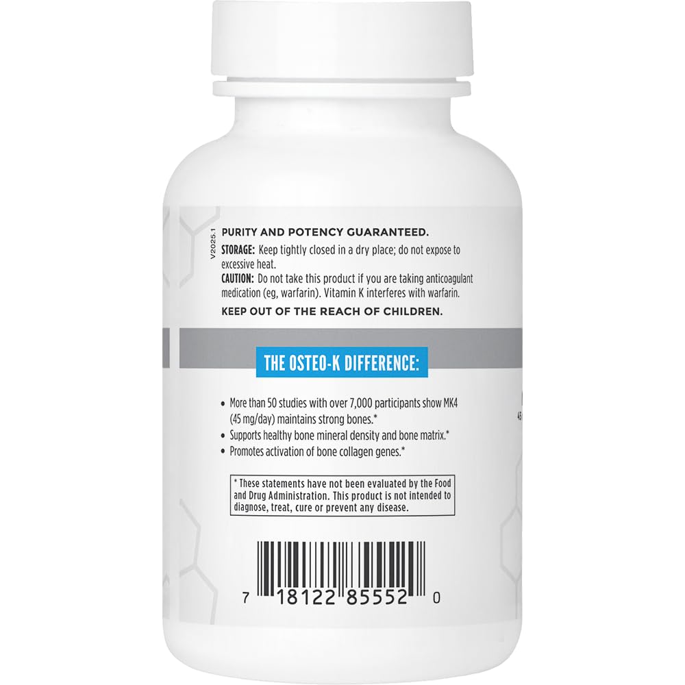 NBI Osteo-K: dose vitamine D et K2 illustrée, soutien possible à la fonction osseuse.