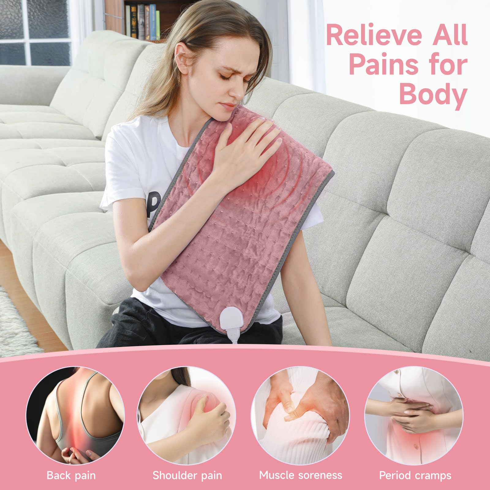 NBKLS coussin chauffant dos, détente des tensions et douleur localisée