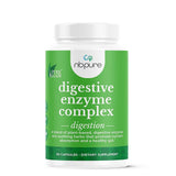 nbpure Complexe Digestif Vegan, flacon de gélules sur plan de travail, soutien digestif après repas copieux.