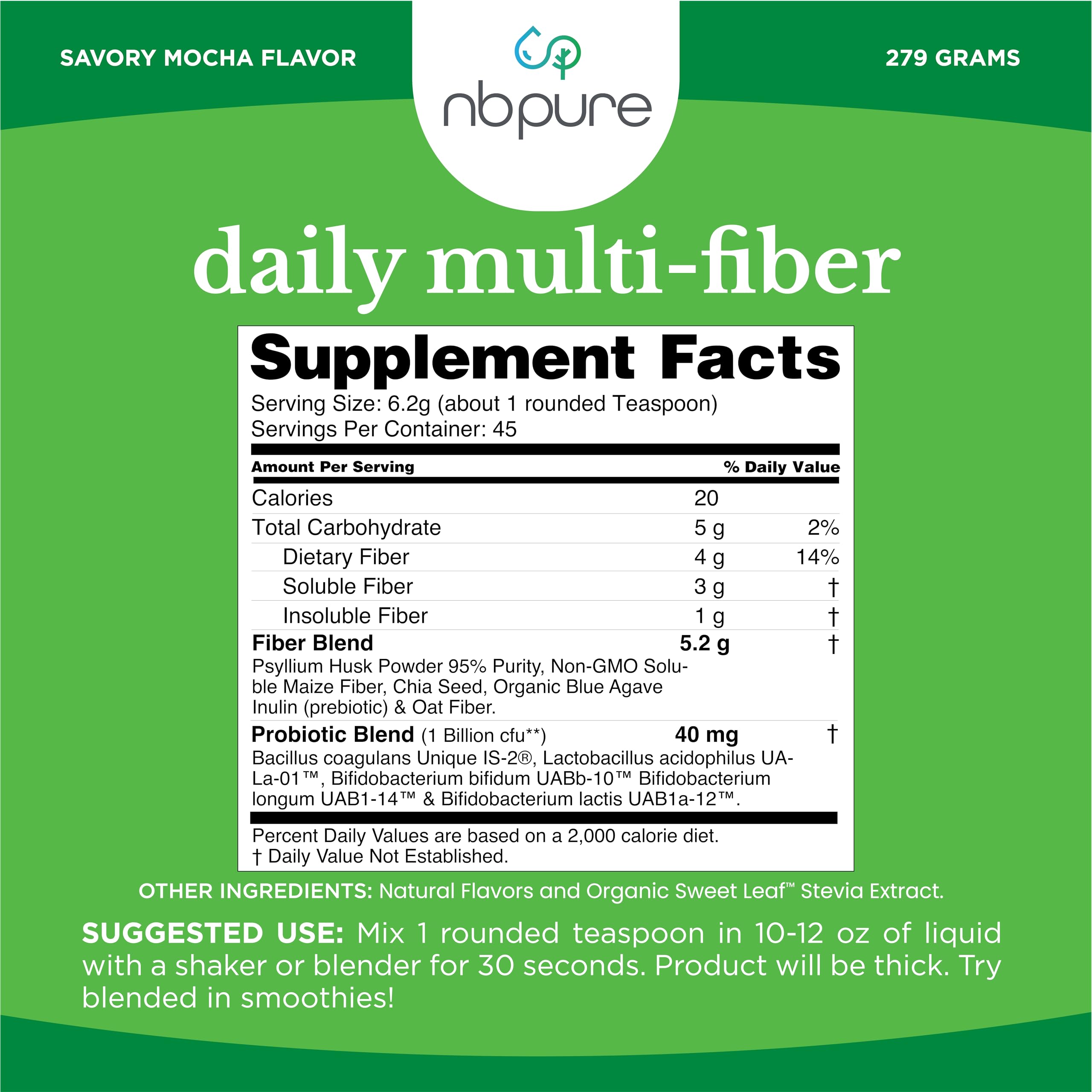 nbpure Daily Fiber préparation dans verre ou shaker pour une utilisation rapide