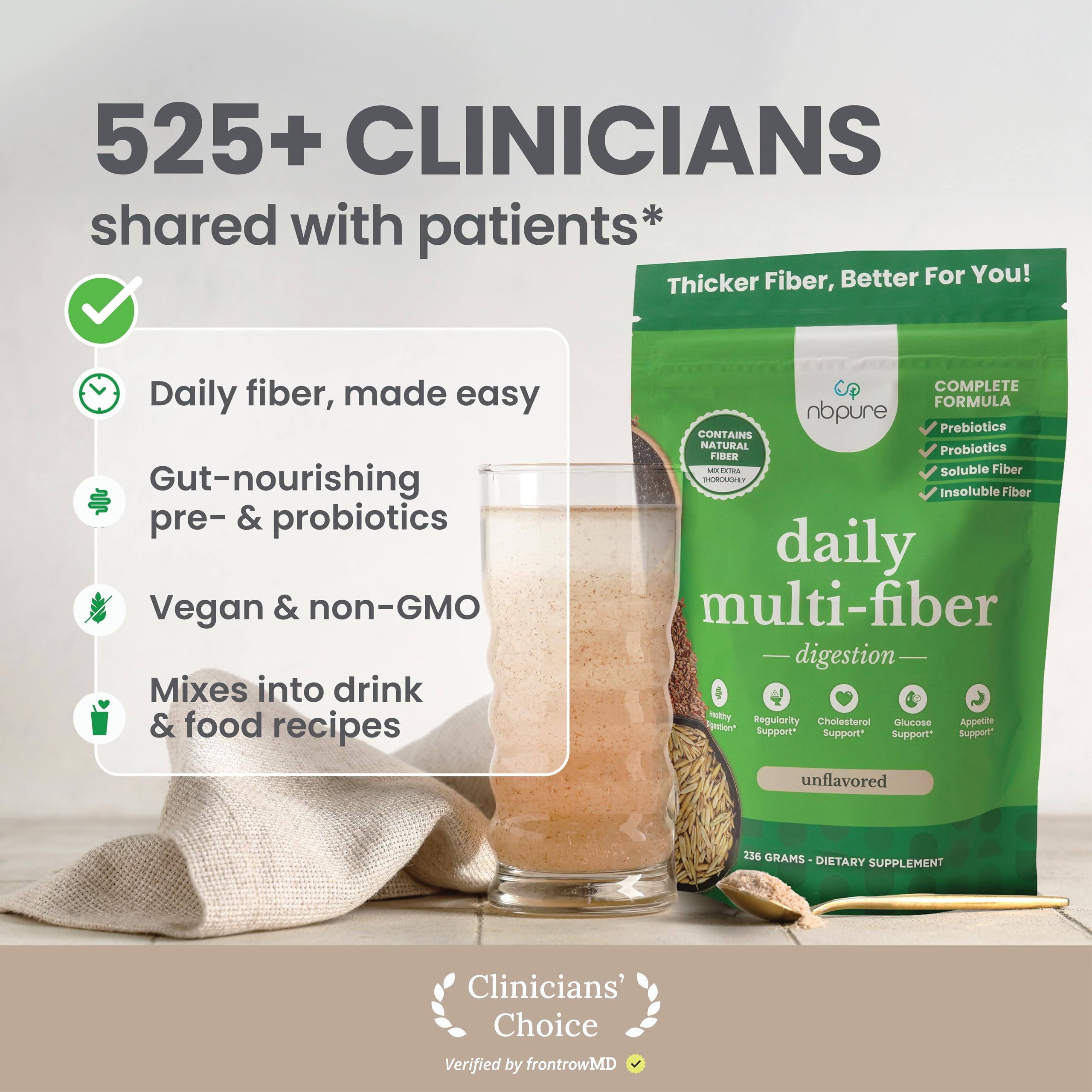 nbpure Daily Fiber psyllium husk et fibres complémentaires pour soutien digestif
