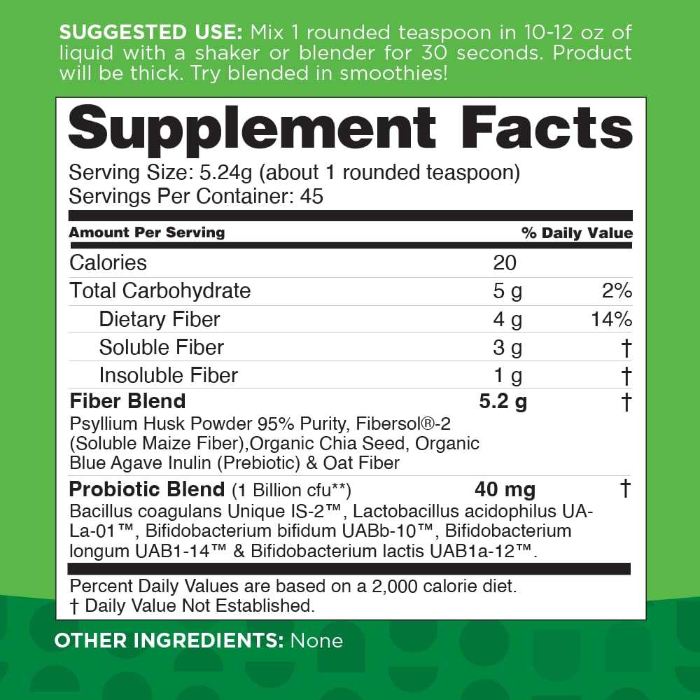 étiquette nutrition nbpure fibre quotidienne sur le pot