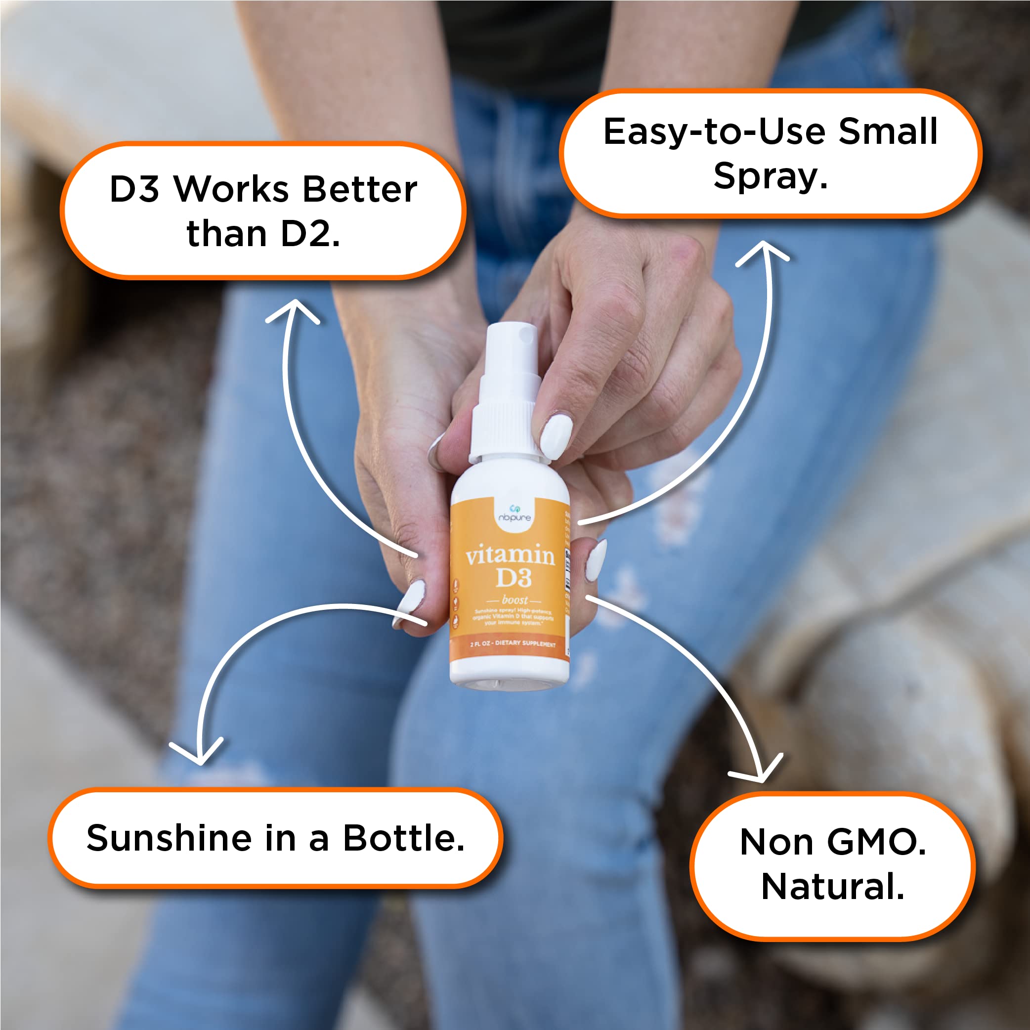 nbpure Vitamine D3 spray – Usage familial pratique en déplacements quotidiens.