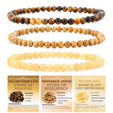 NCB ensemble de 3 bracelets en pierres naturelles, style élégant pour méditation et quotidien.