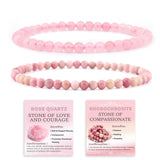 NCB bracelets en pierres naturelles rose quartz et rhodochrosite, duo harmonisant énergie et style.