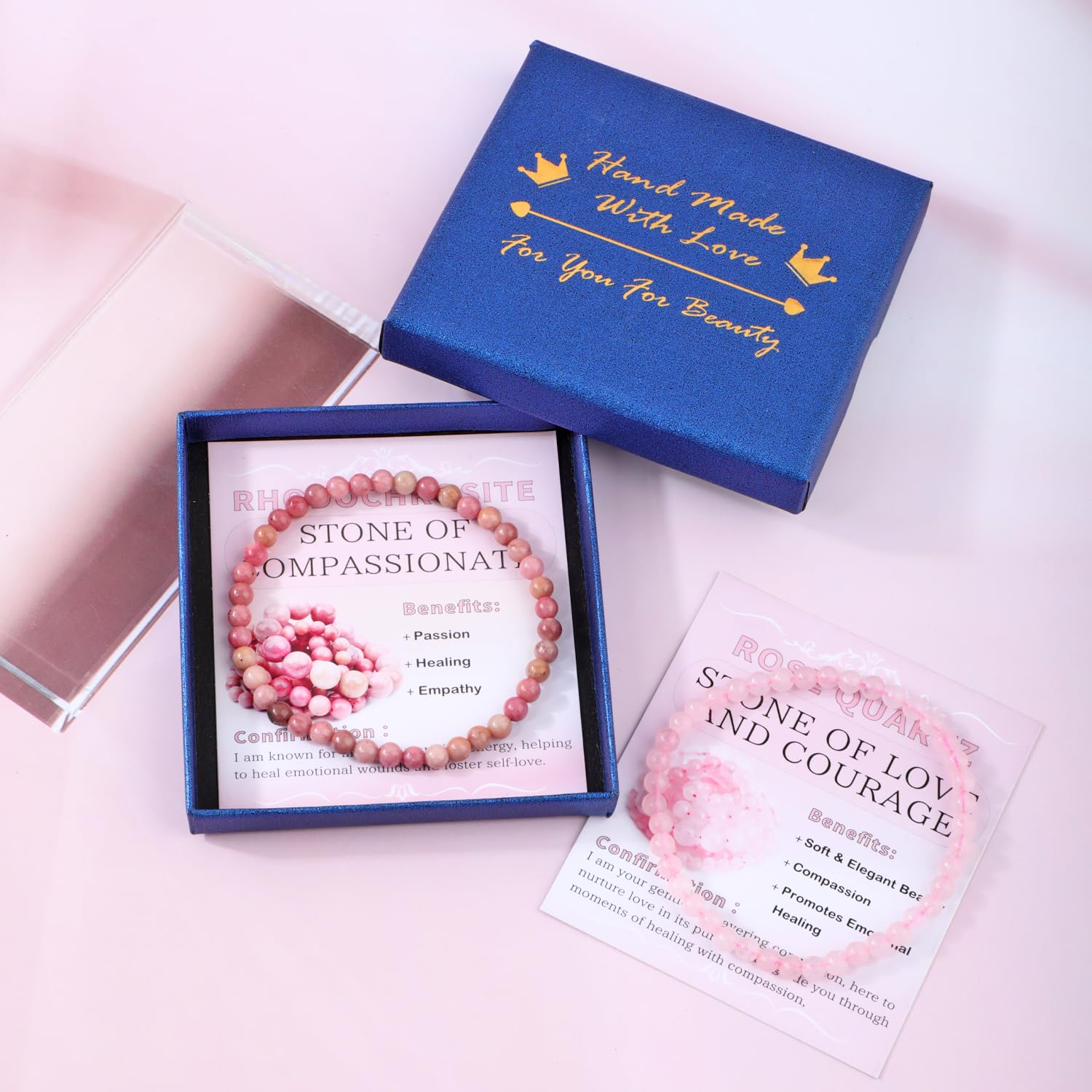 NCB boîte cadeau 2 bracelets pierres, cadeau élégant et attentionné pour toute occasion.