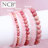 NCB détails pierre rose quartz rhodochrosite, finition délicate et matériaux naturels.