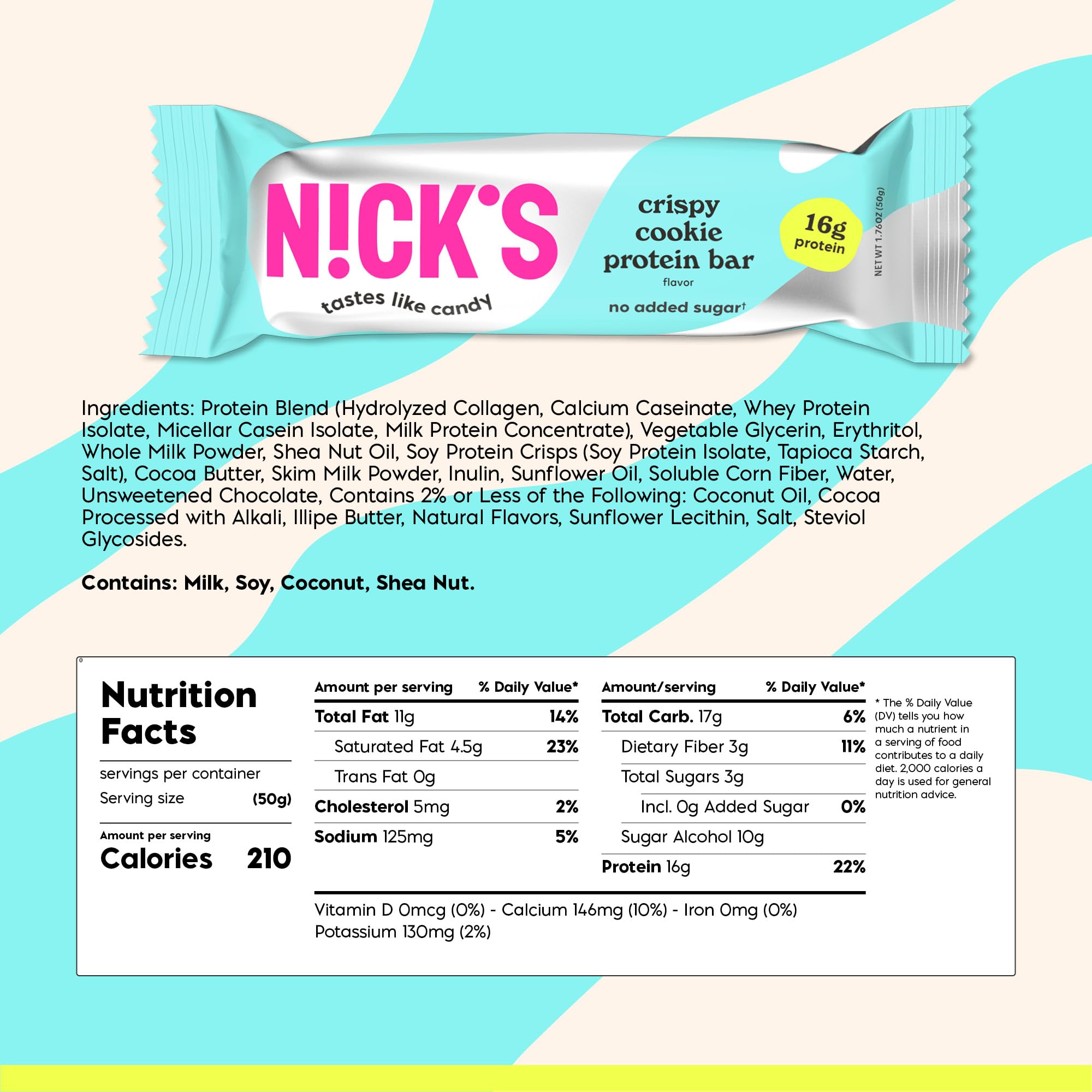 N!CK'S barre protéine Crispy Cookie Chocolate barre individuelle prête à consommer