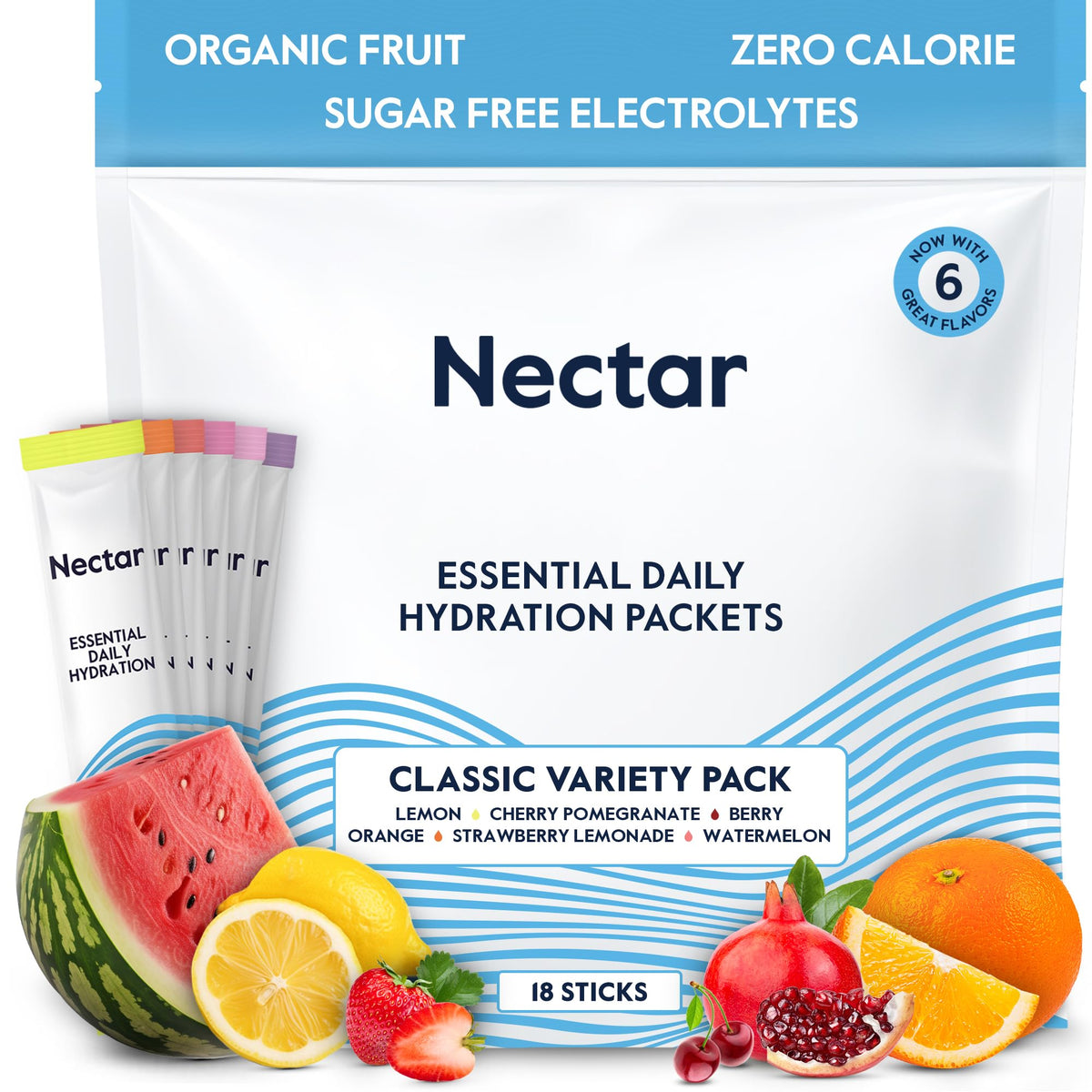 Nectar pochettes hydratation fruits organiques: réhydratation rapide et saveur naturelle.