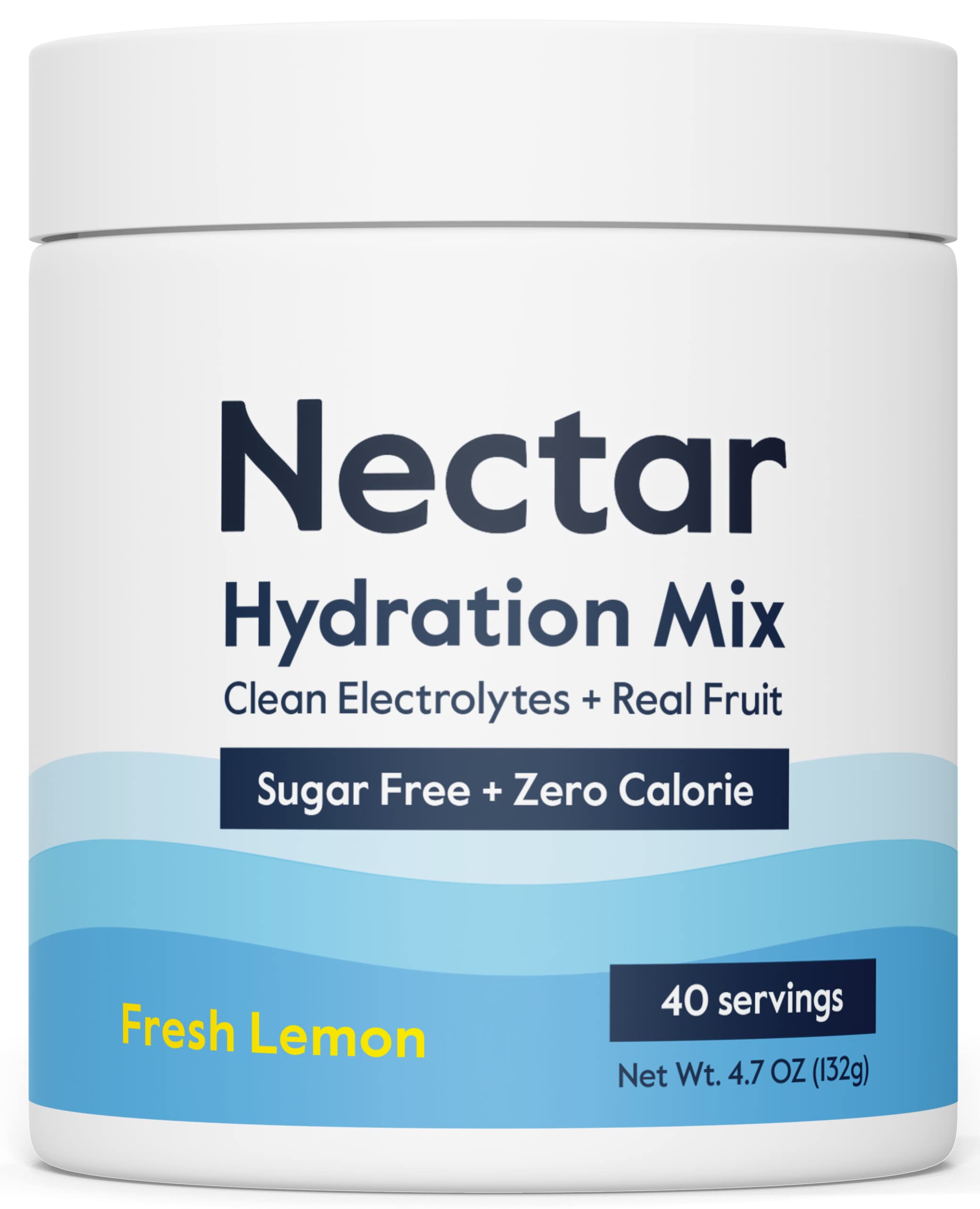 Nectar Poudre électrolytes sans sucre au citron, hydratation rapide.