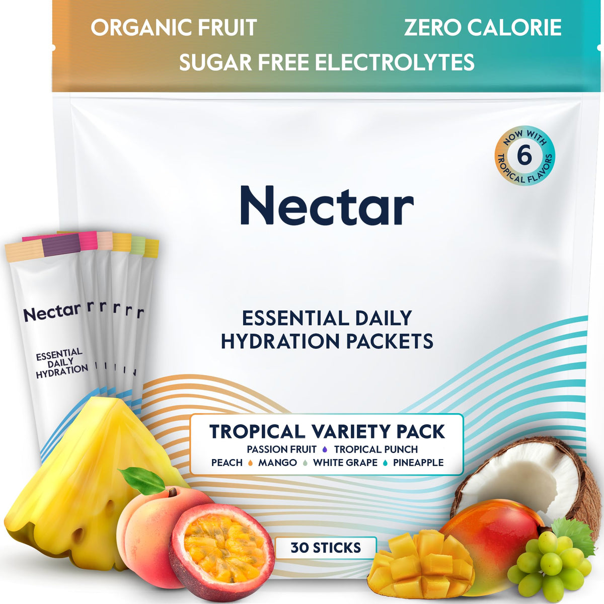 Sachets Nectar électrolytes hydratation tropical en boîte, hydratation rapide sans calories