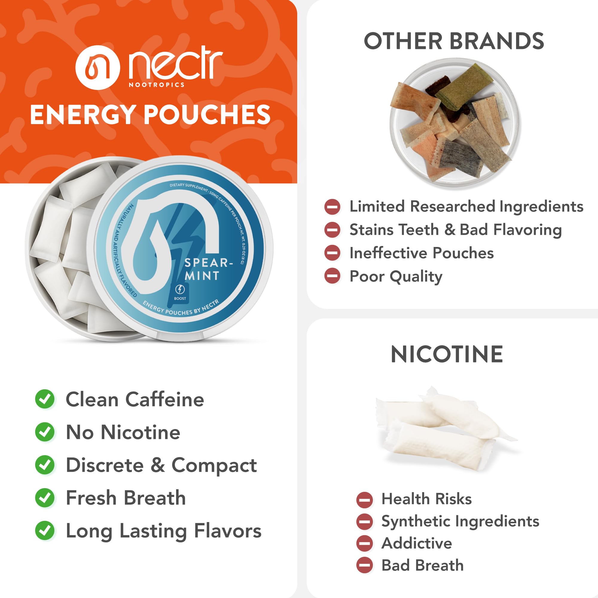 Nectr Energy pochette sans nicotine et sans sucre pour énergie propre