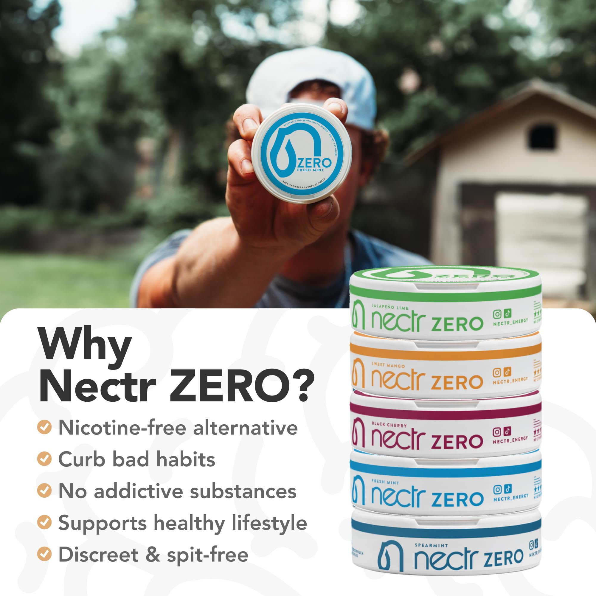 Nectr Zero sachets menthe - sans sucre et calories, haleine fraîche