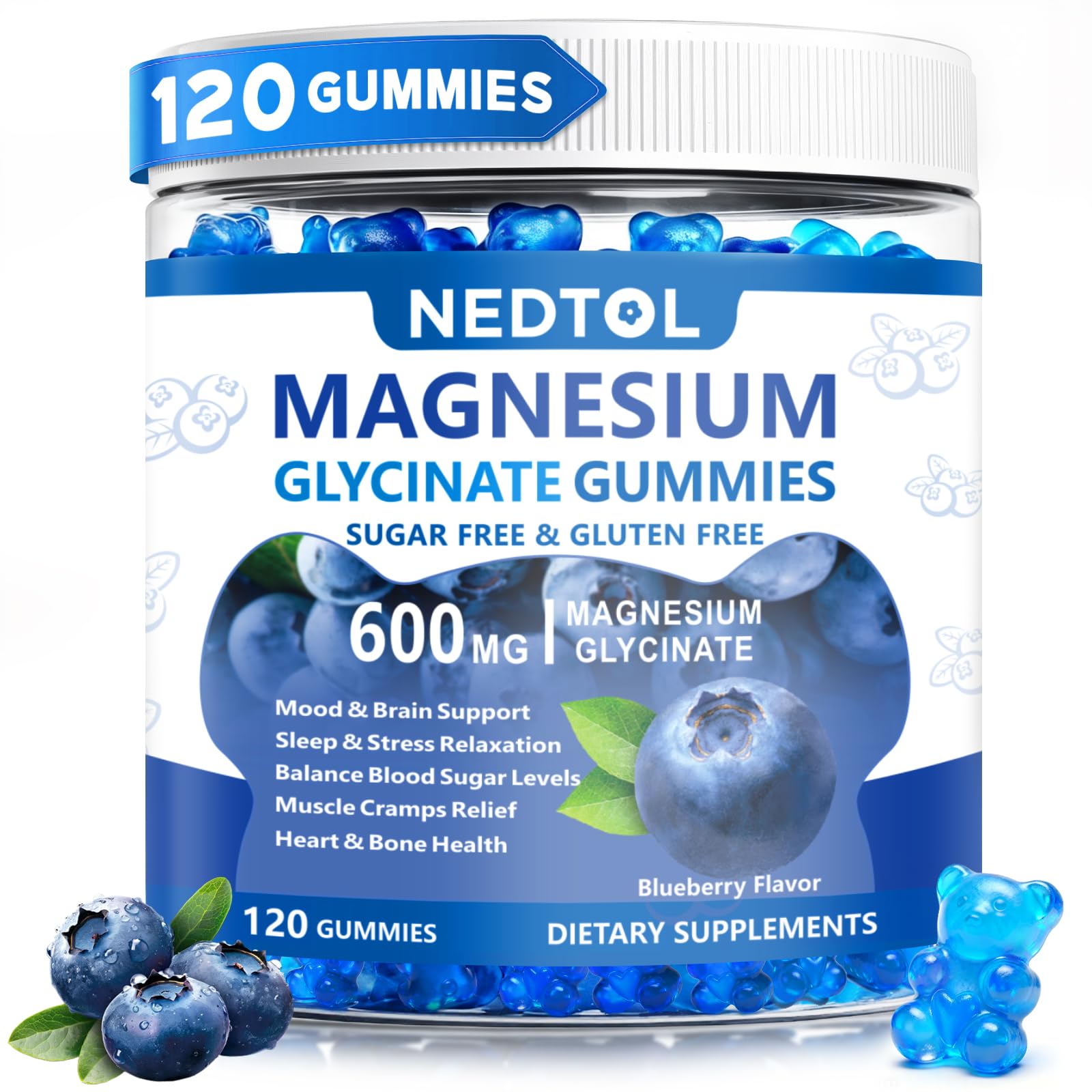 Gommes Nedtol Magnésium 600 mg dans une bouteille pratique pour le quotidien.