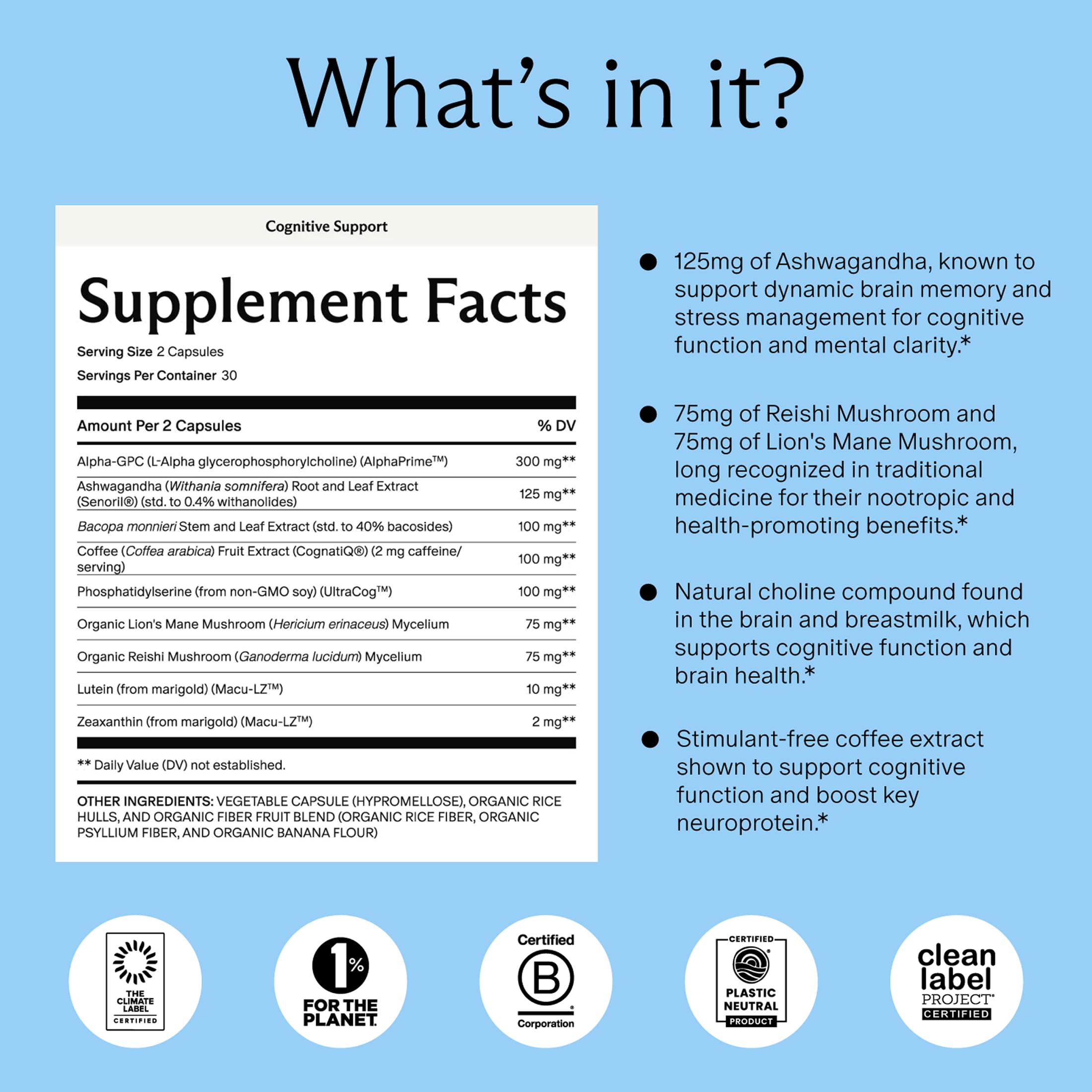 Needed - Capsules d’ashwagandha pour gestion du stress et mémoire potentielle.