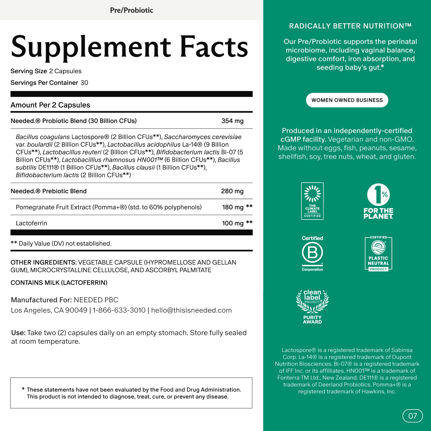 Needed Balance: gélules probiotiques faciles à avaler pour le soutien digestif.