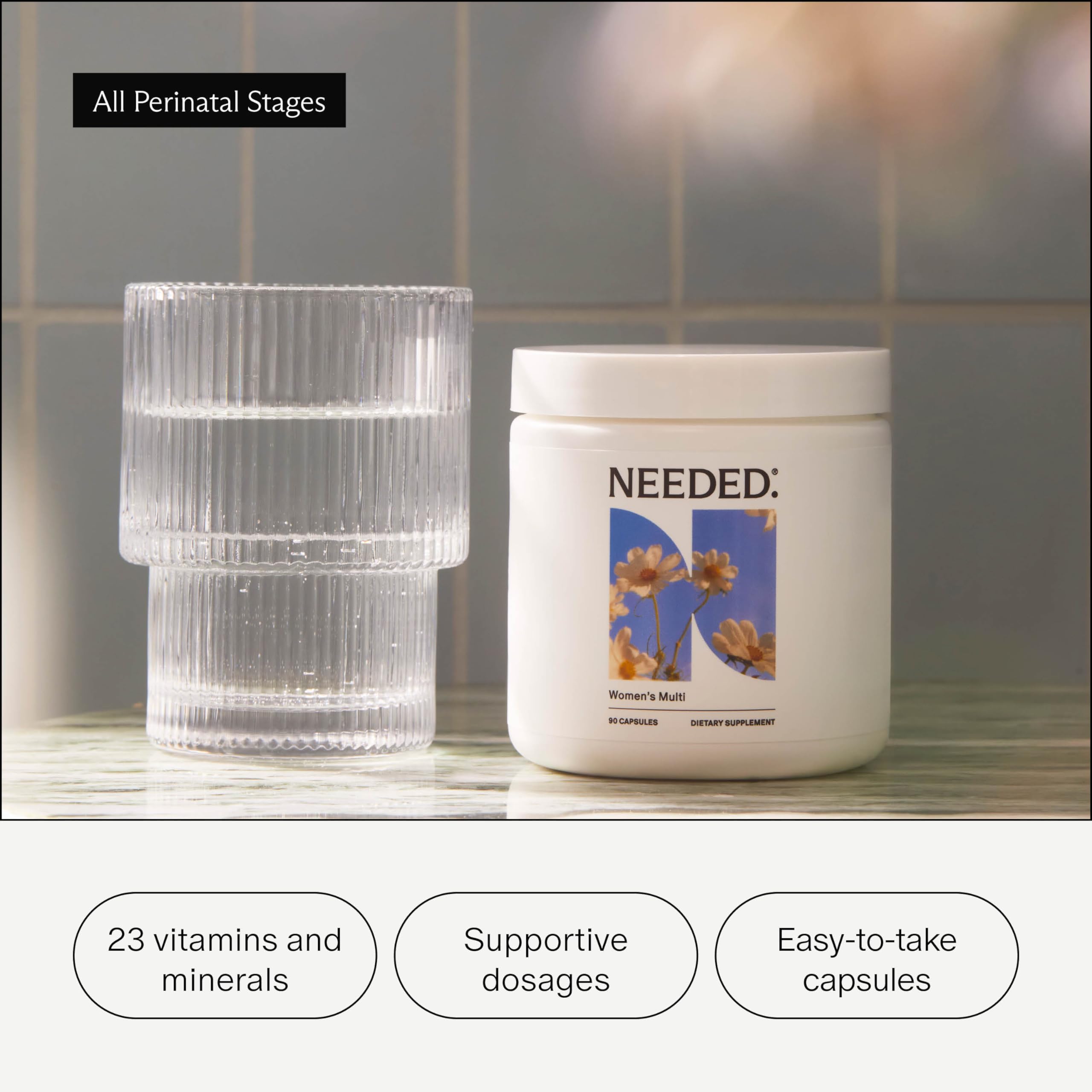 Bouteille quotidienne Needed Multivitamine femmes, intégration facile.