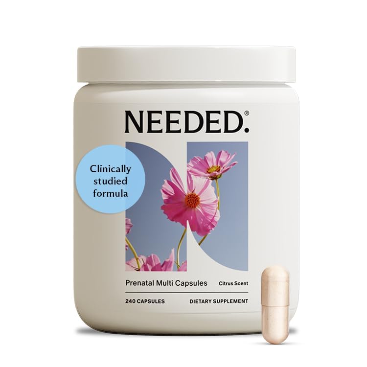 Needed Prenatal Multivitamin – bouteille au parfum agrumes, soutien nutritionnel quotidien pendant la grossesse.
