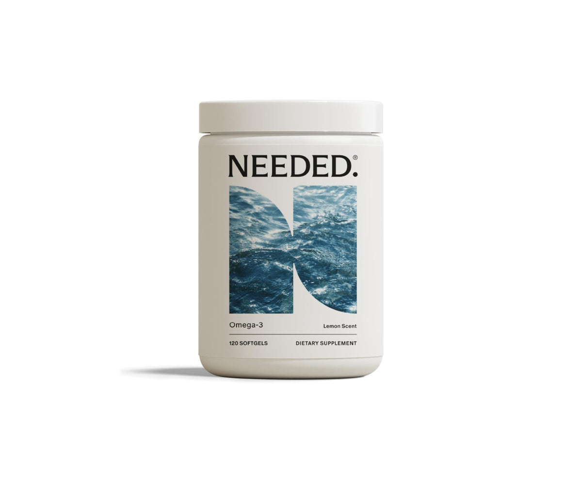 Needed Prenatal Omega-3: Bouteille vegan sans gélatine, soutien prénatal.