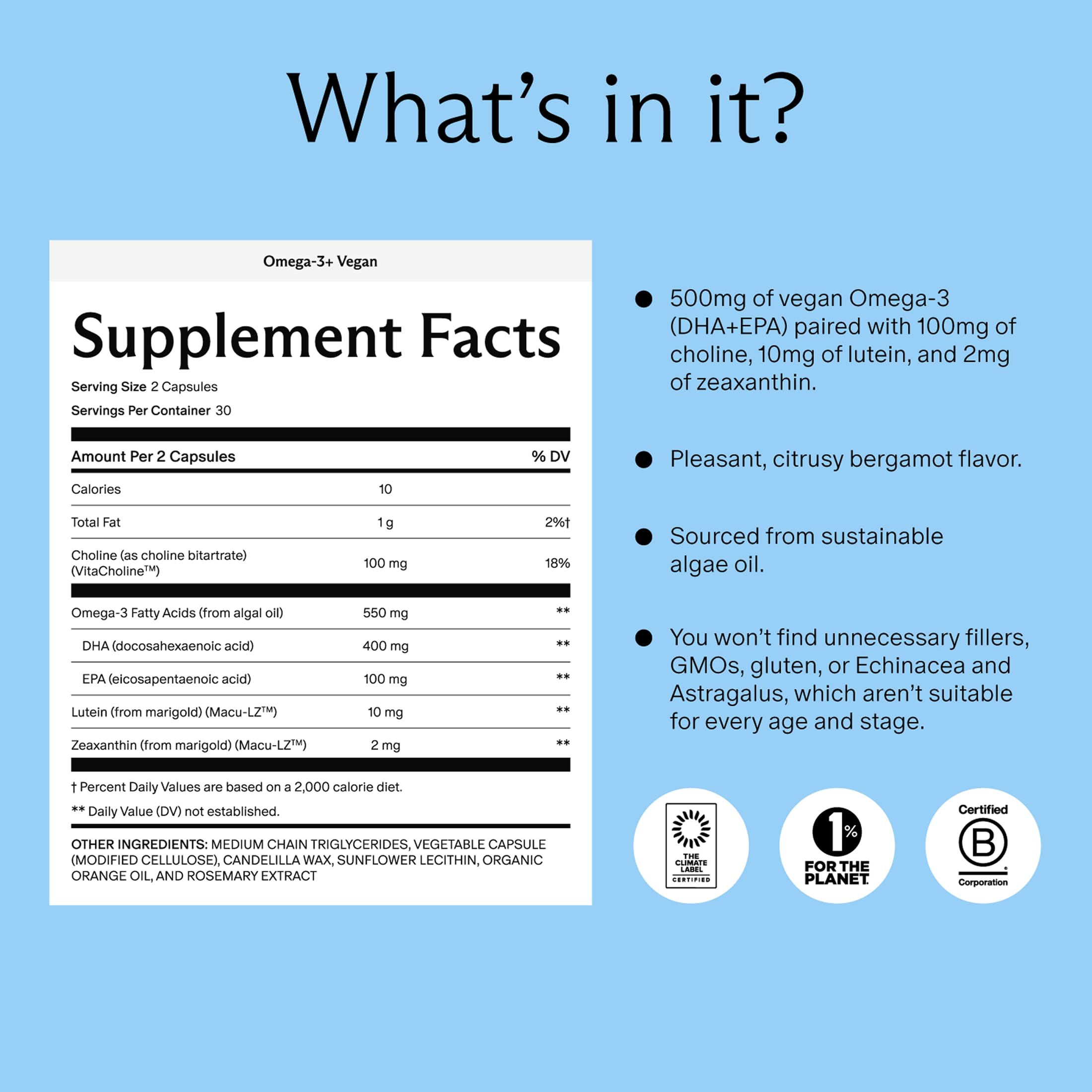 Needed Prenatal Omega-3 capsules végétales faciles à avaler au quotidien.