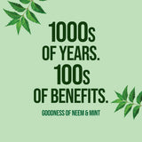 Neem Active dentifrice menthe fraîche sur emballage, haleine plus fraîche après le brossage.