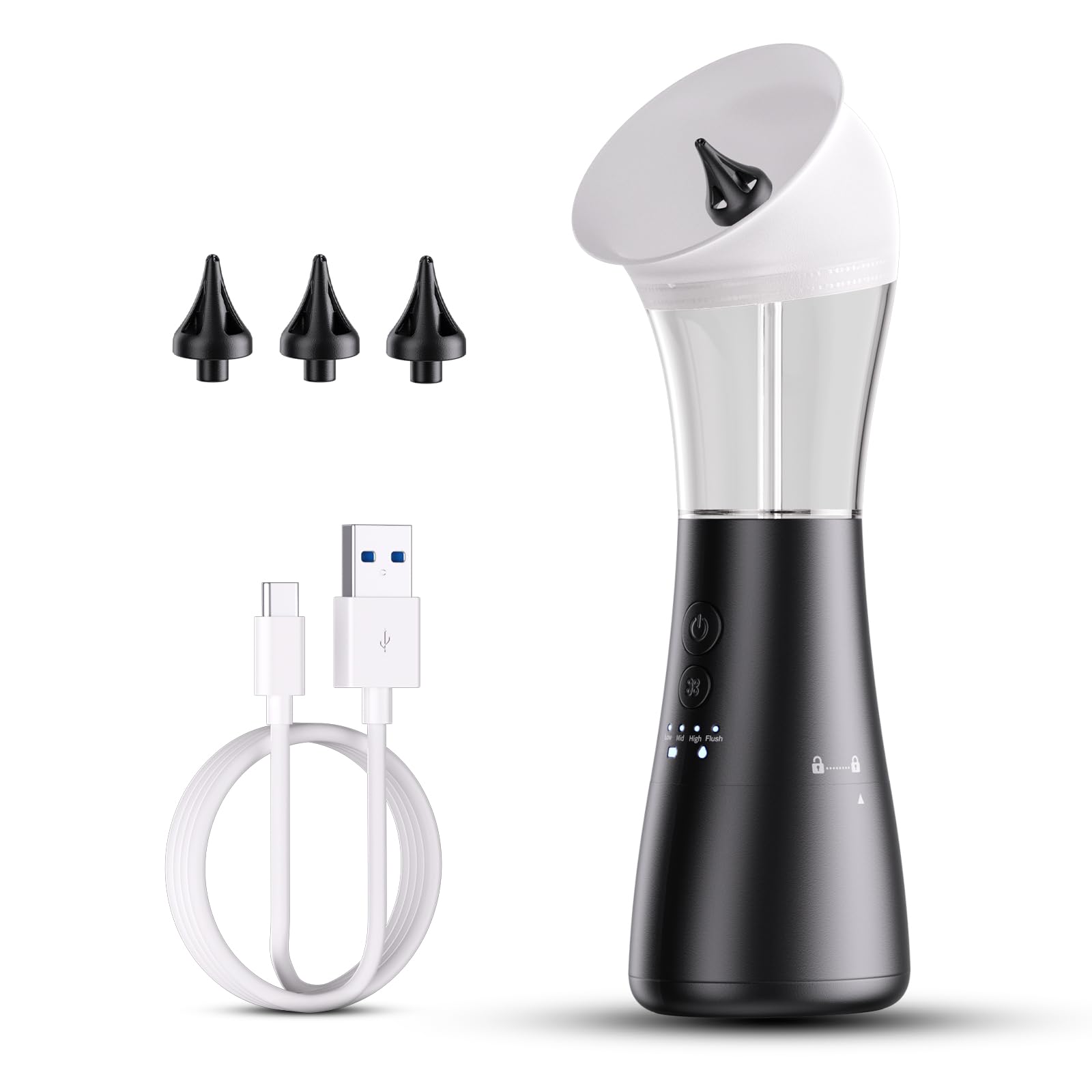 NEGAHU kit-nettoyage-oreille avec quatre modes pour rinçage personnalisé.