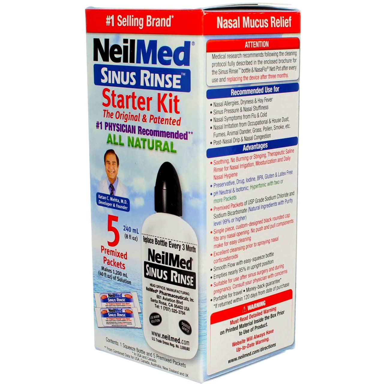 NeilMed emballage-pack-3: kit polyvalent pour toute la famille.