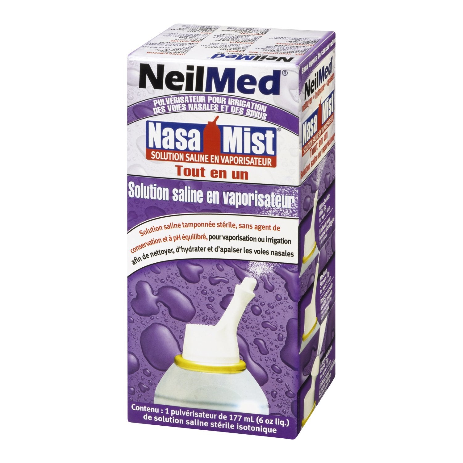 NeilMed NasaMist – solution saline douce pour nettoyer les cavités nasales.