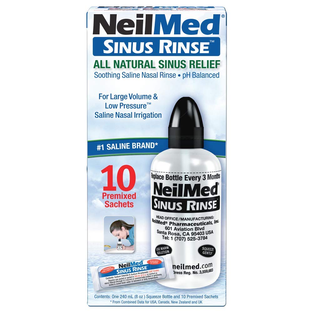NeilMed Sinus Rinse — bouteille adulte 8 oz ergonomique, prise en main facile.
