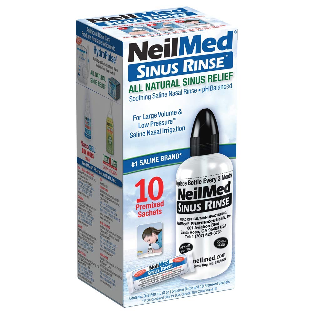 NeilMed Sinus Rinse — bouteille adulte 8 oz pratique pour le rinçage nasal quotidien.