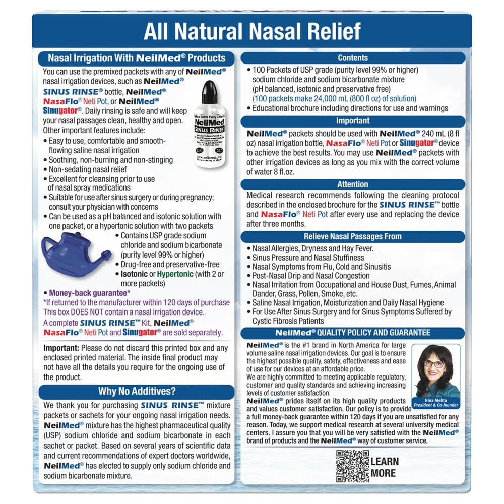 Brochure éducative NeilMed Sinus Rinse avec instructions et conseils.