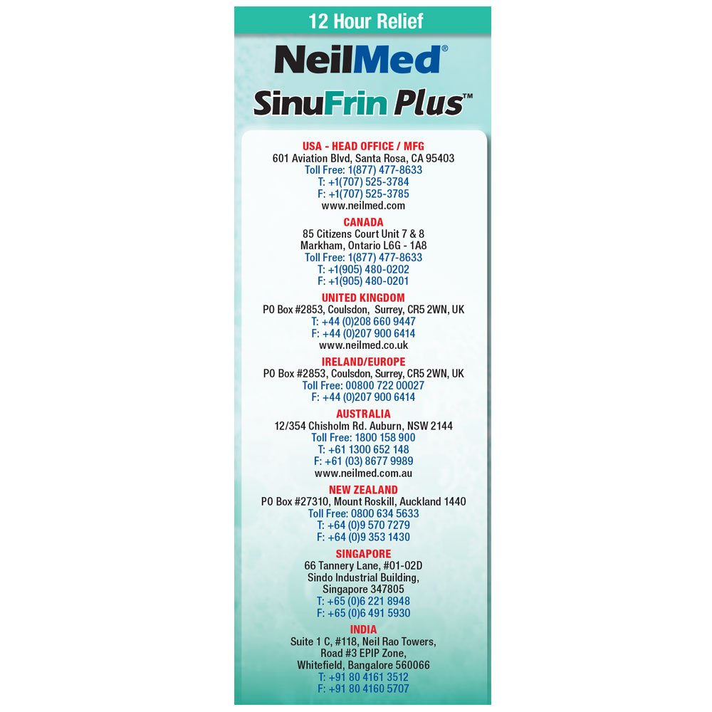 NeilMed Sinufrin Plus – utilisation quotidienne pour hydrater et dégager les voies nasales.
