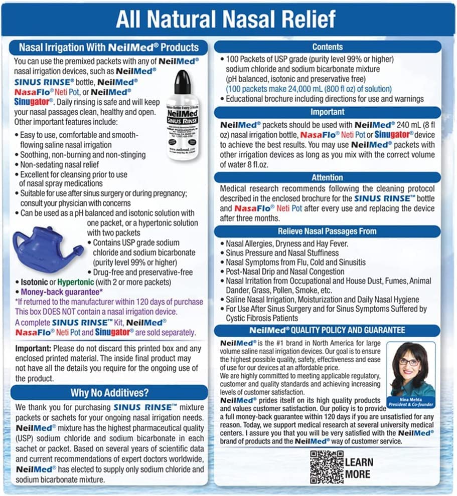 Brochure pédagogique incluse NeilMed Sinus Rinse et conseils d usage