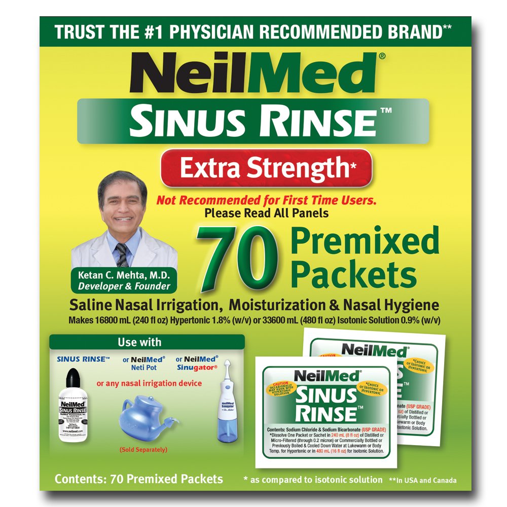 NeilMed Sinus Rinse, paquets hypertoniques pré-mélangés prêts à l’emploi