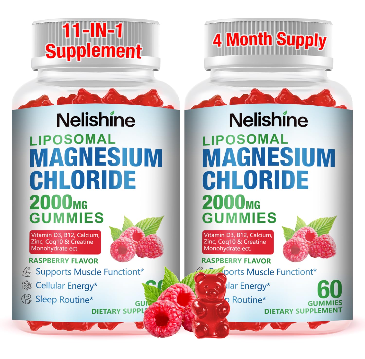 Gommes liposomales Nelishine dans une bouteille, format pratique.
