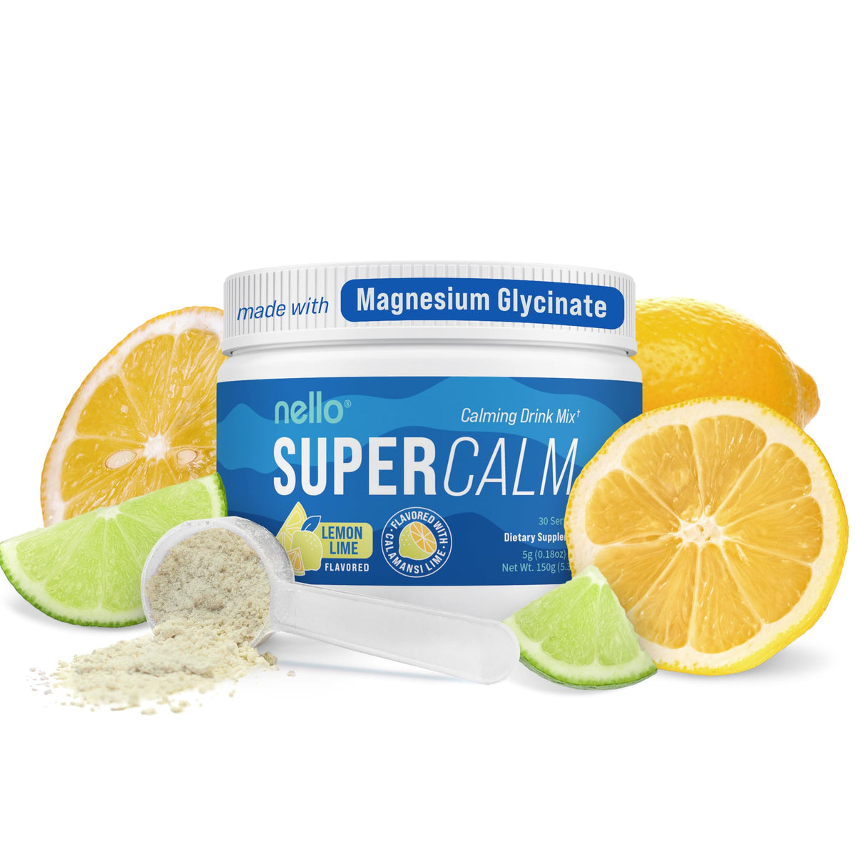 Nello SuperCalm bouteille citron-lime prête à déguster pour une détente délicate.