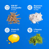 Étiquette ingrédients Nello SuperCalm bleu coco, transparence et choix sans sucre ajouté