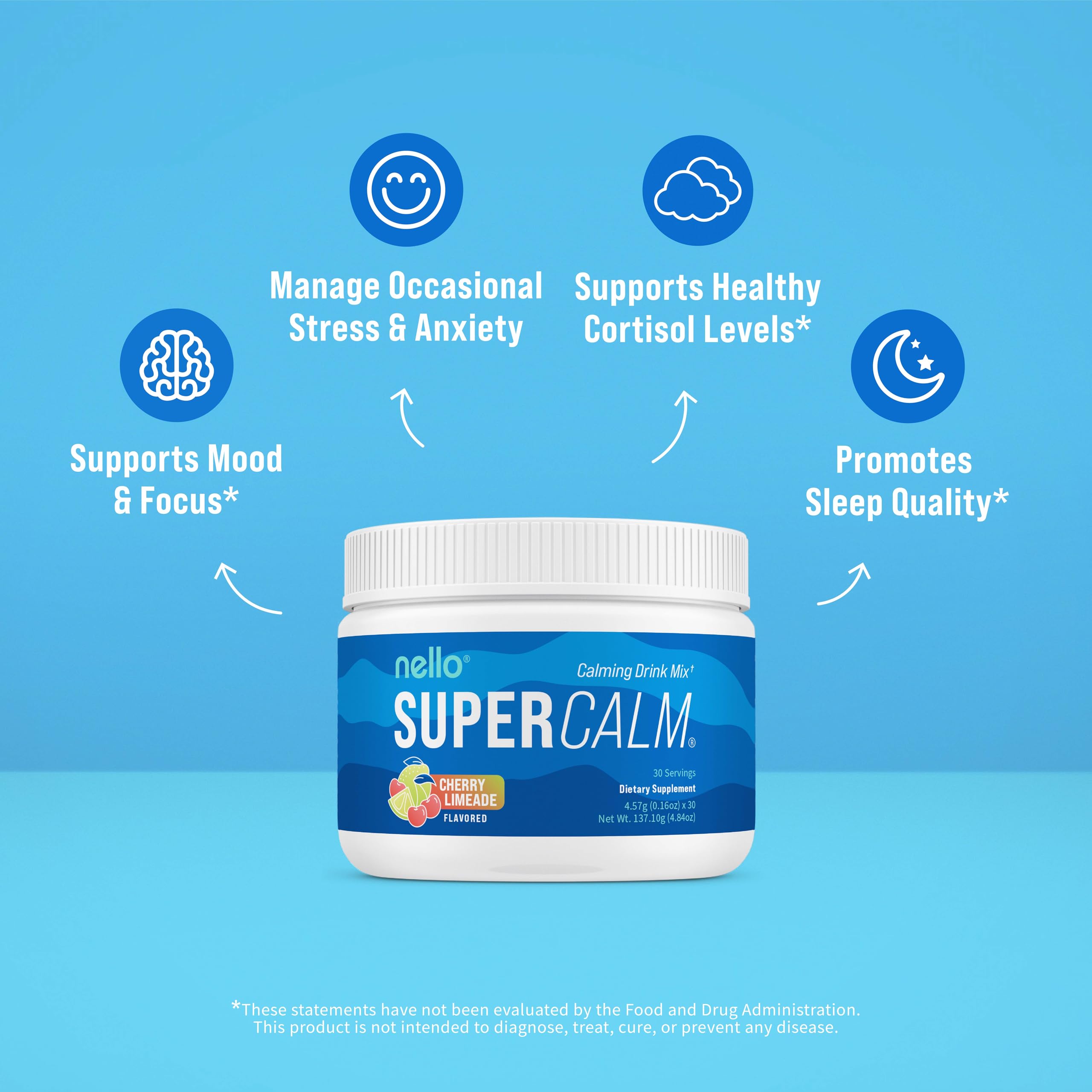 Poudre Nello Supercalm en dose prête à verser dans une boisson