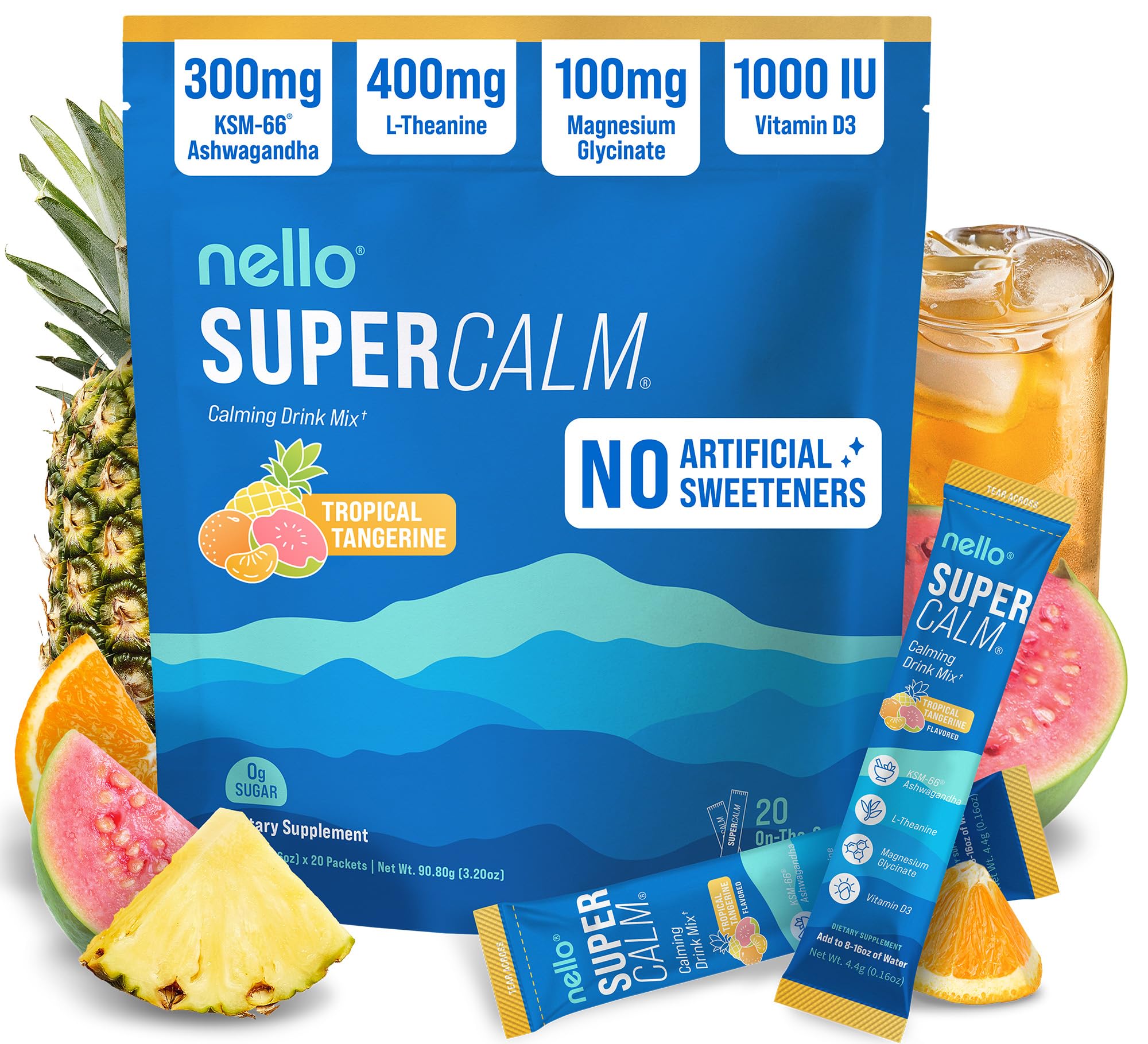 Nello SuperCalm, sachets tropical tangerine, pratique pour relaxation rapide en déplacement