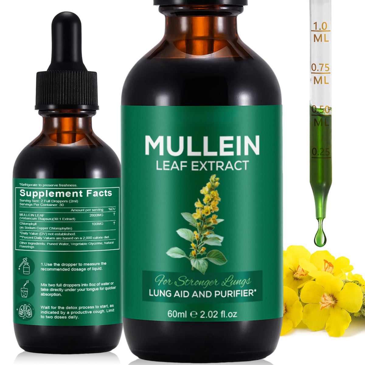 NenMaoKeNu gouttes mullein: flacon compact pour un souffle plus clair