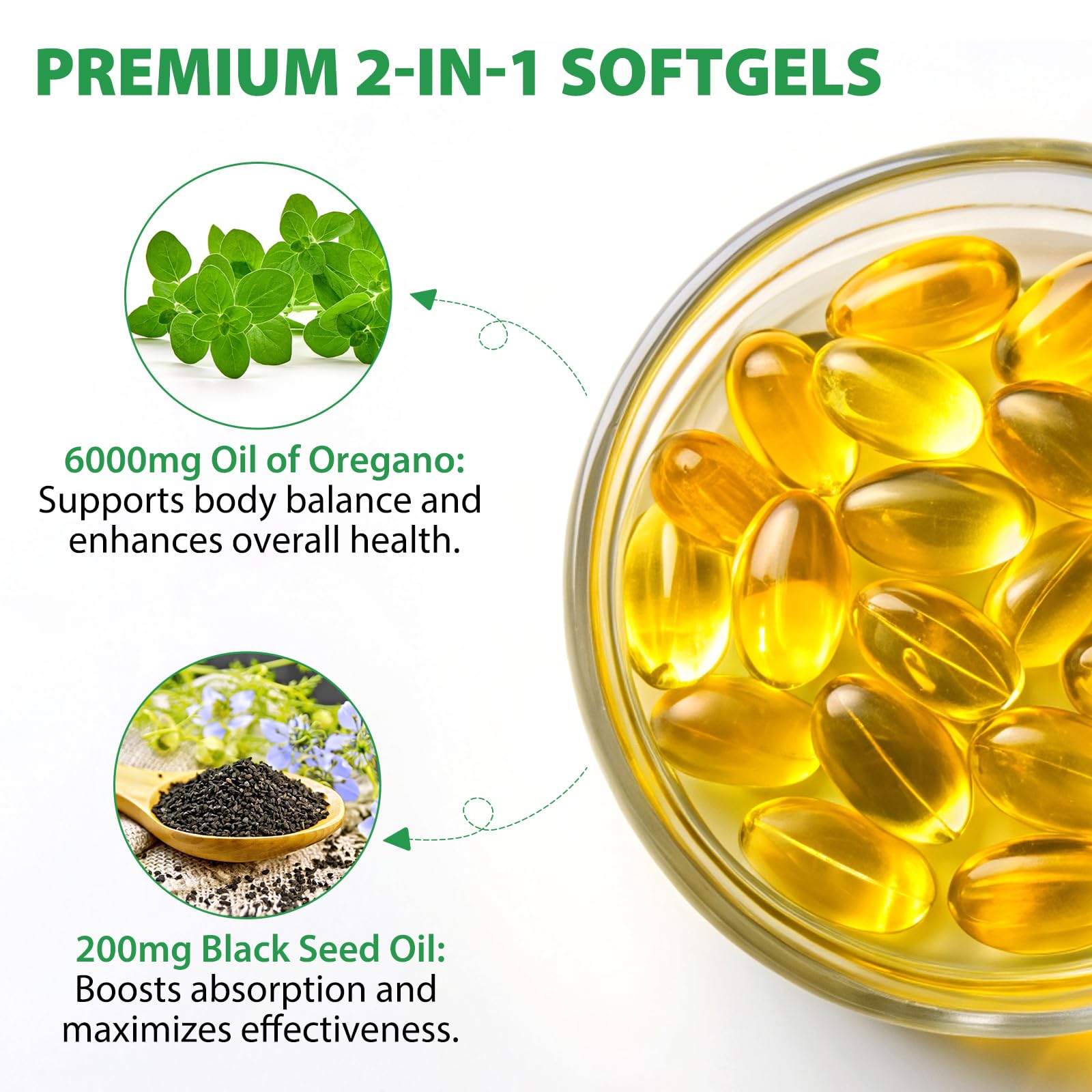 Capsules d origan avec huile de nigelle, dosage quotidien facile