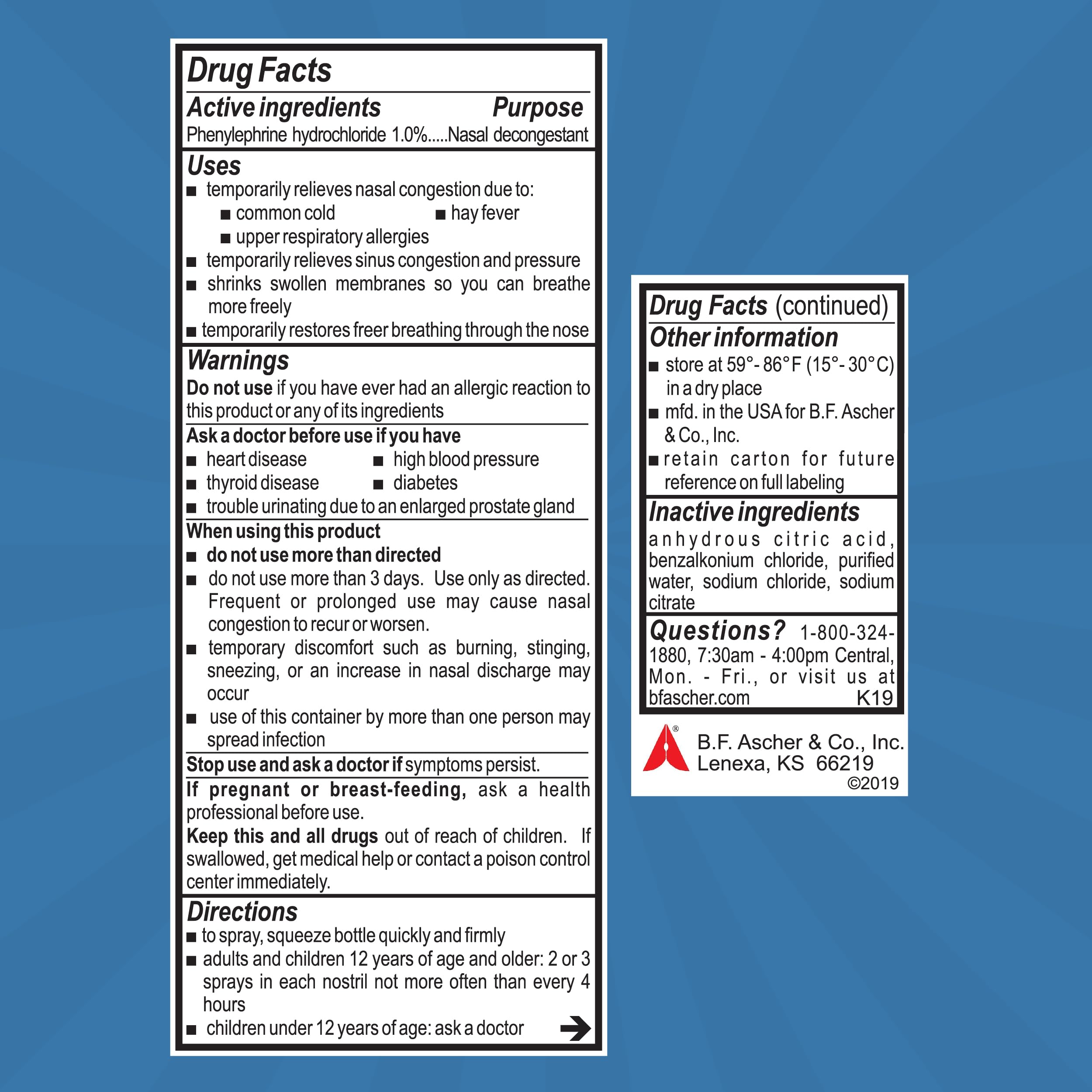 Étiquette claire sur Neo-Synephrine spray nasal pour une utilisation sûre.