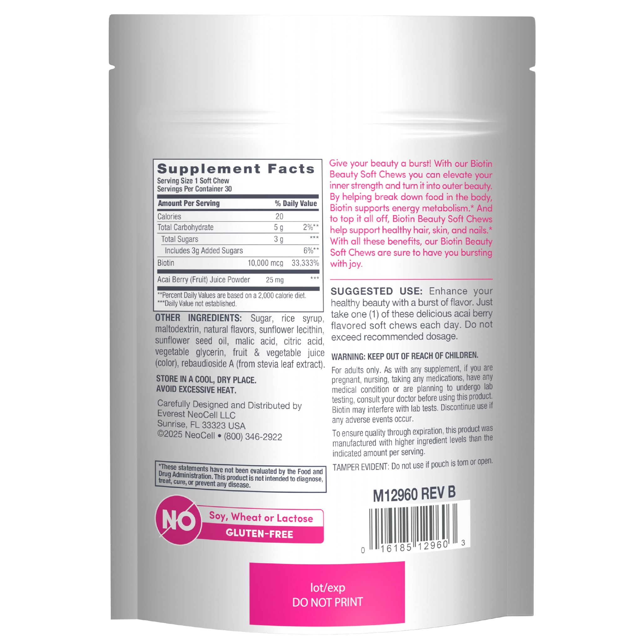 NeoCell Biotin Beauty, gommes individuellement emballées, parfaites pour le voyage.