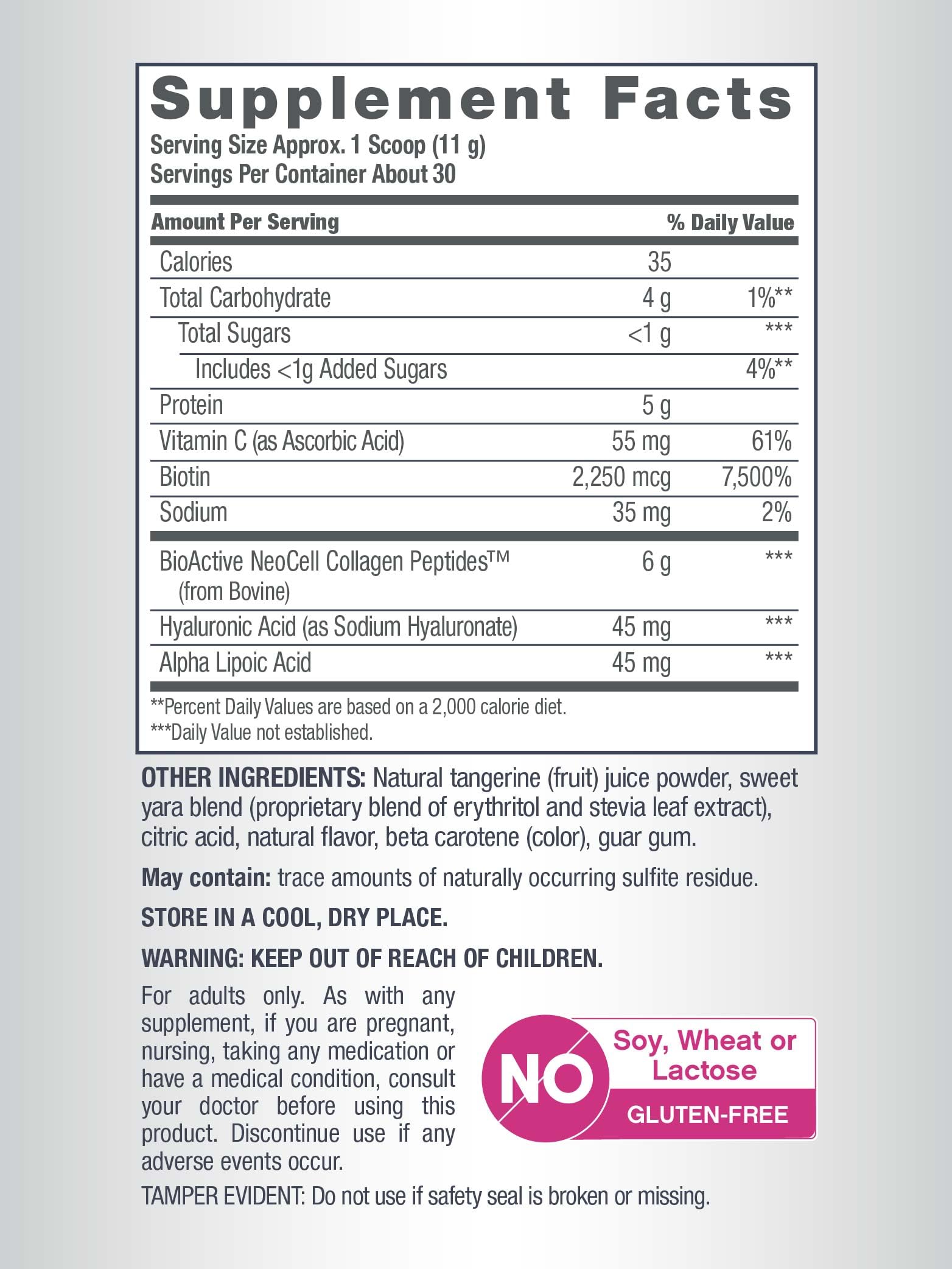 Étiquette Biotine et Vitamine C visibles sur l'emballage NeoCell.