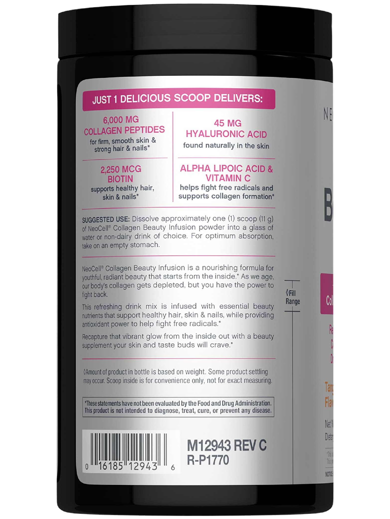 NeoCell Collagen Beauty Infusion se dissout dans une boisson, soutient cheveux et ongles.