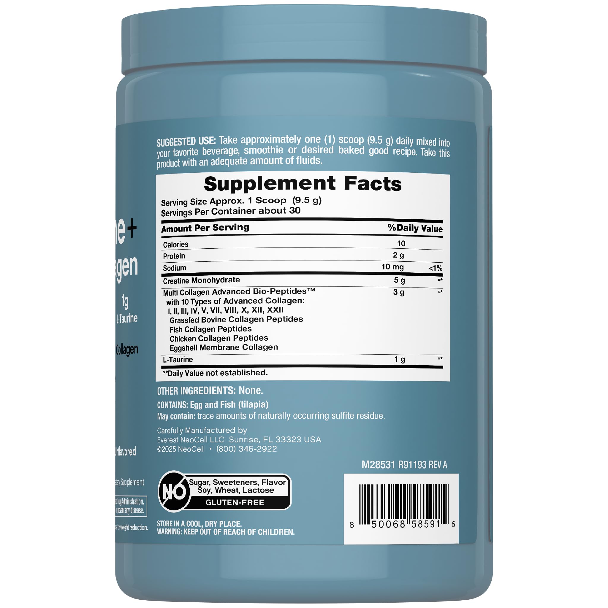 NeoCell Creatine Monohydrate versée dans un verre d eau pour démarrer.