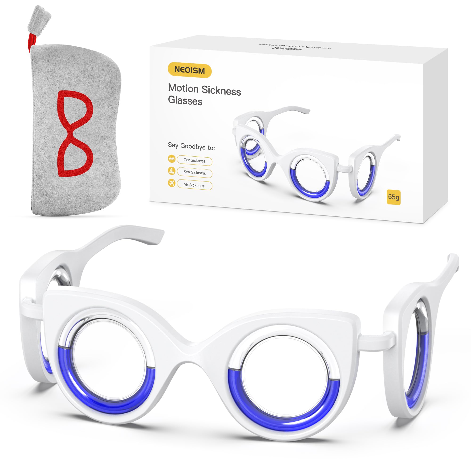 NEOISM Lunettes anti-mouvement stabilisation visuelle pour voyages confortables.