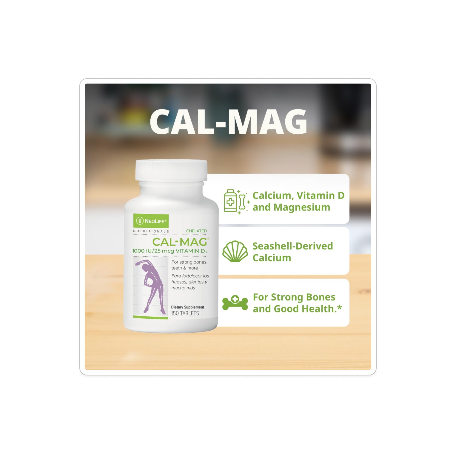 NeoLife Cal-Mag comprimés: utilisation quotidienne avec les repas.